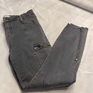 Pistola jeans with lots of zipper details utility moto grunge gray steel pants